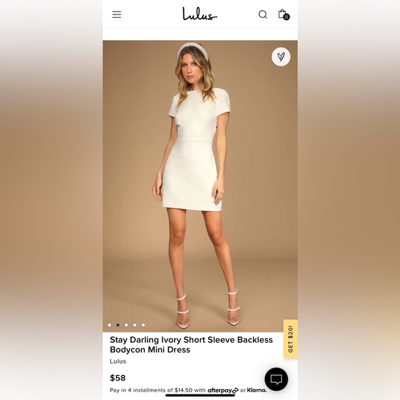 Lulus Stay Darling Ivory Short Sleeve Backless Bodycon Mini Dress - Picture 4 of 7